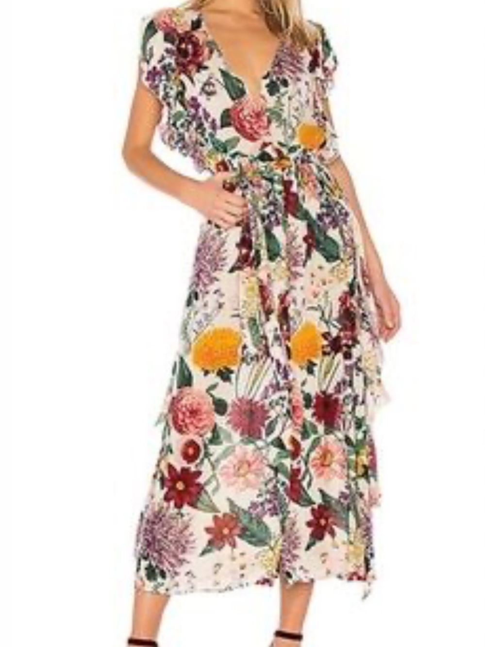Free People Bonita Floral Ruffle Midi Dress XS - Picture 2 of 14